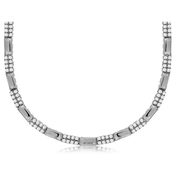 14K White Gold Bar Half Riviera Necklace 13-17 Inches Adjustable Quality Gem LLC Bethel, CT