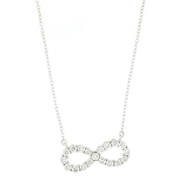 14K White Gold Diamond Infinity Necklace Length 18 Inches Quality Gem LLC Bethel, CT