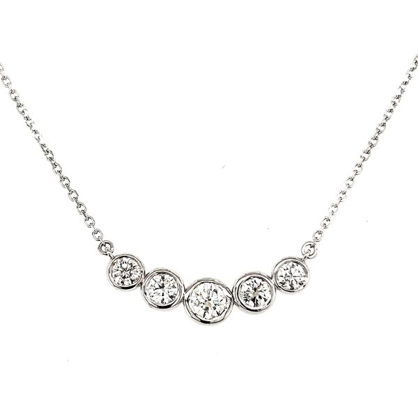 14K White Gold Graduated Bezel Diamond Necklace Length 18 Inches Quality Gem LLC Bethel, CT