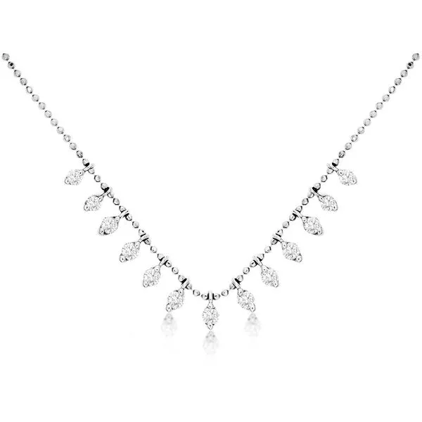 14K White Gold Diamond Dangles Necklace Quality Gem LLC Bethel, CT