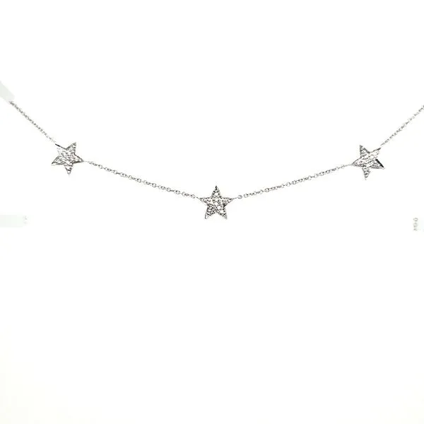 14K White Gold Seven Star Station Necklace length 16-18 Inches Adjustable Image 2 Quality Gem LLC Bethel, CT
