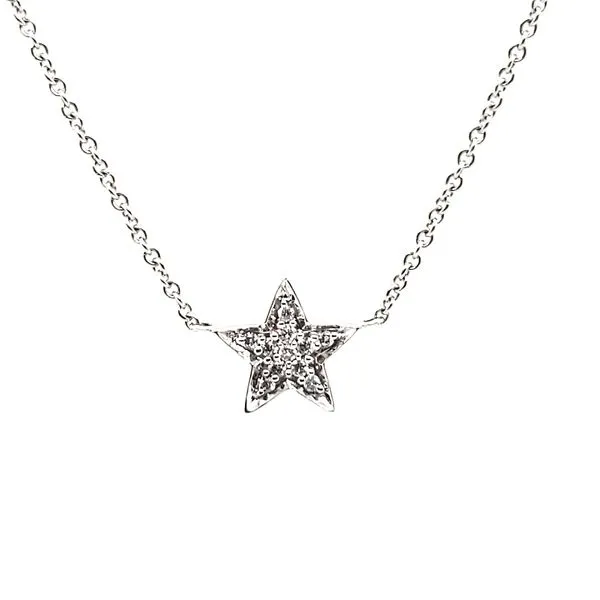 14K White Gold Seven Star Station Necklace length 16-18 Inches Adjustable Image 5 Quality Gem LLC Bethel, CT