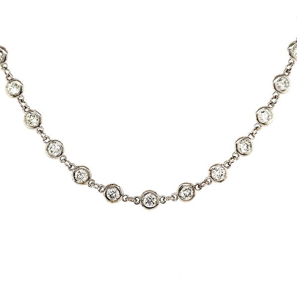 14K Two Tone Half Diamond Bezels Half Paperclip Necklace Length 17 Inches Image 2 Quality Gem LLC Bethel, CT