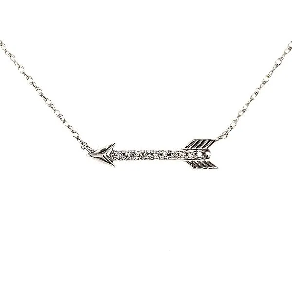 14K White Gold Diamond Arrow necklace Length 18 Inches Quality Gem LLC Bethel, CT