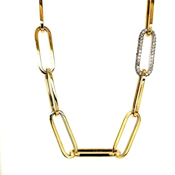 14K Yellow Gold Diamond Paperclip Necklace 18 Inches Quality Gem LLC Bethel, CT