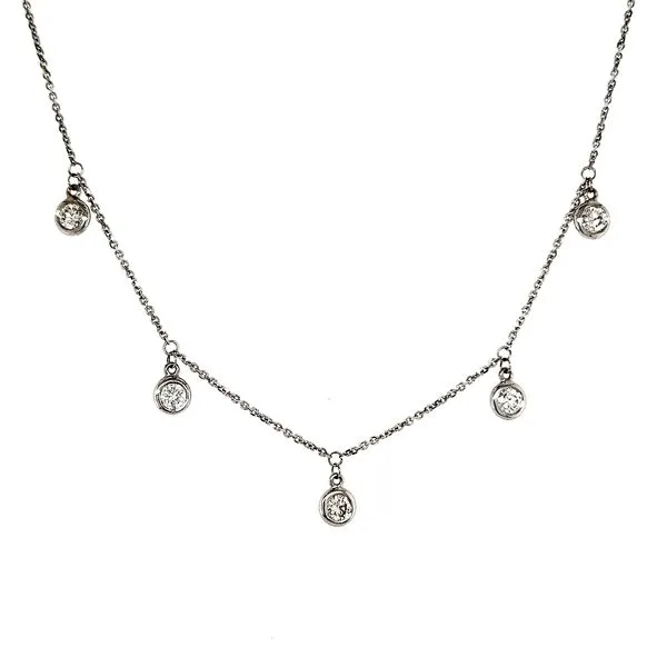 14K White Gold Diamond Dambgle Station Necklace Quality Gem LLC Bethel, CT