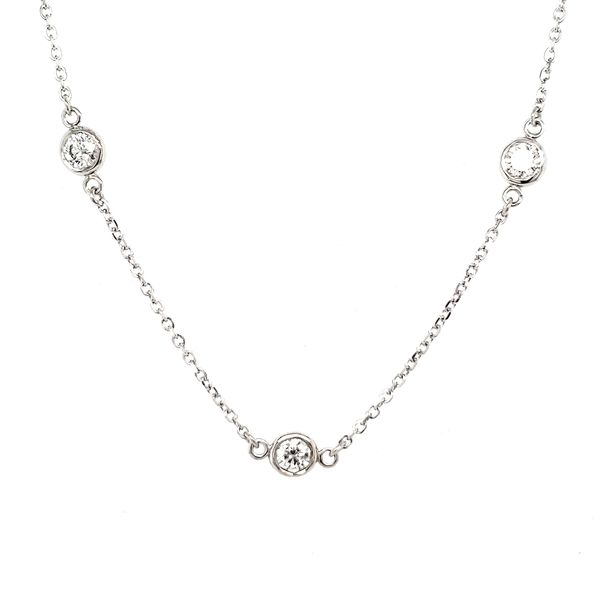 14K White Gold Diamond Station Necklace 1.33ct Length 18 Inches Quality Gem LLC Bethel, CT