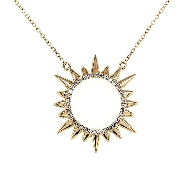 14K Yellow Gold Diamond Sun Necklace Length 18 Inches Quality Gem LLC Bethel, CT