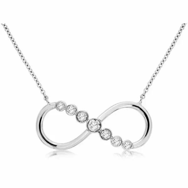 14K White Gold Diamond Infinity Necklace Length 18 Inches Quality Gem LLC Bethel, CT