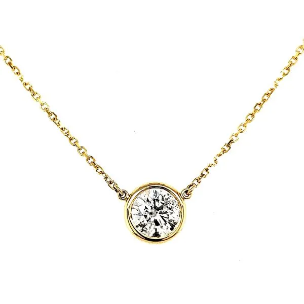 14K Yellow Gold Single Diamomnd By The Yard Necklace .90ct Length 18 Inches Quality Gem LLC Bethel, CT