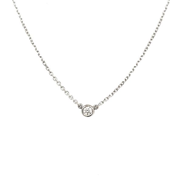 14K White Gold Solitaire Bezel 0.05ct Diamond Necklace Quality Gem LLC Bethel, CT