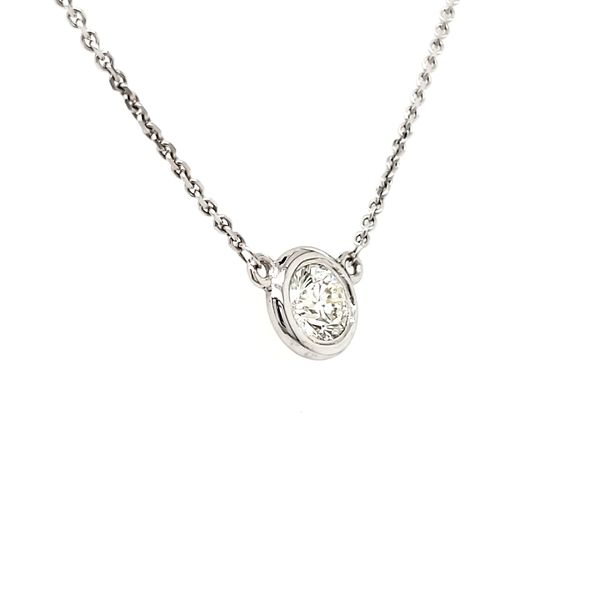 14K White Gold Single Bezel 0.40 Carat Diamond Necklace Image 2 Quality Gem LLC Bethel, CT