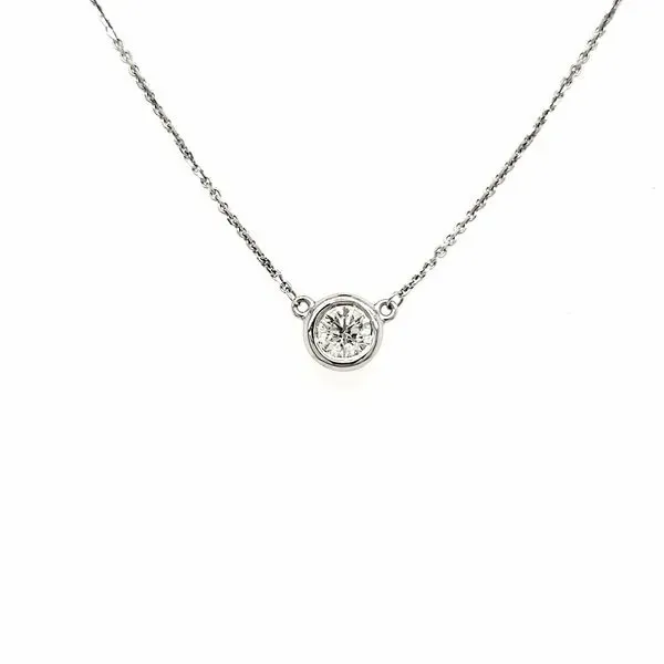 14K White Gold Single Bezel 0.40 Carat Diamond Necklace Image 3 Quality Gem LLC Bethel, CT