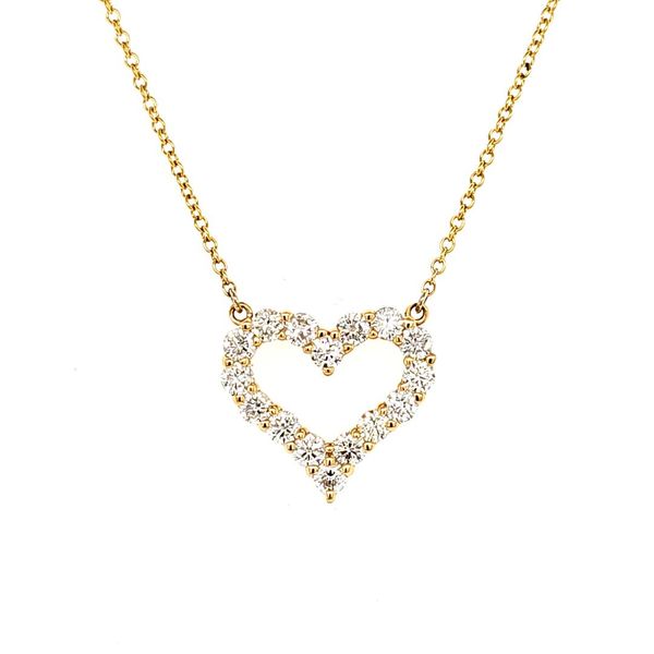 14K Yellow Gold Diamond Heart Pendant Length 18 Inches Quality Gem LLC Bethel, CT