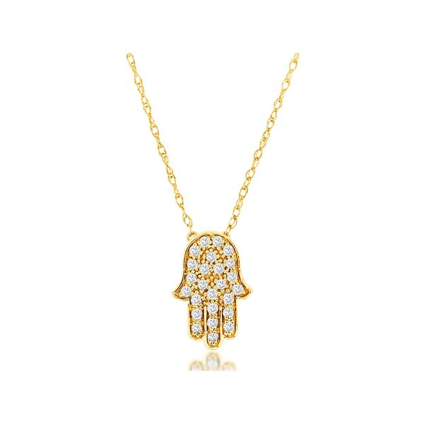 14K Yellow Gold Diamond Hamsa Necklace Length 18 Inches Quality Gem LLC Bethel, CT