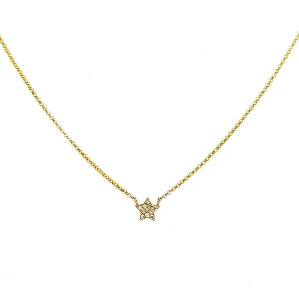 14K Yellow Gold Diamond Star Necklace Length 18 Inches Quality Gem LLC Bethel, CT