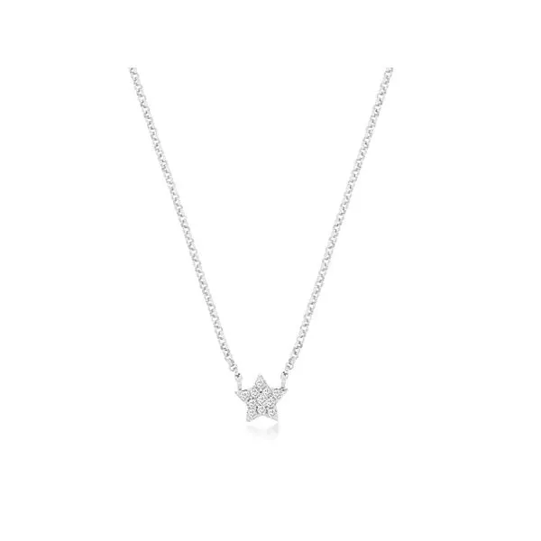 14K White Gold Diamond Star Necklace Length 18 Inches Quality Gem LLC Bethel, CT