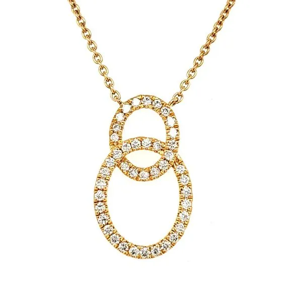 14K Yellow Gold Double Oval Diamond Necklace Length 18 Inches Quality Gem LLC Bethel, CT