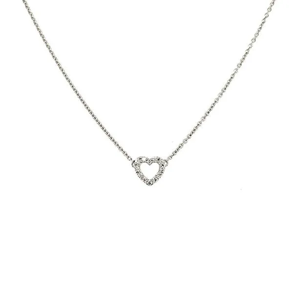 14K White Gold Diamond Heart Necklace Length 18 Inches Quality Gem LLC Bethel, CT