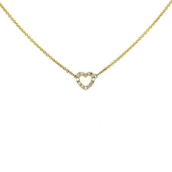 14K Yellow Gold Diamond Heart Necklace Length 18 Inches Quality Gem LLC Bethel, CT