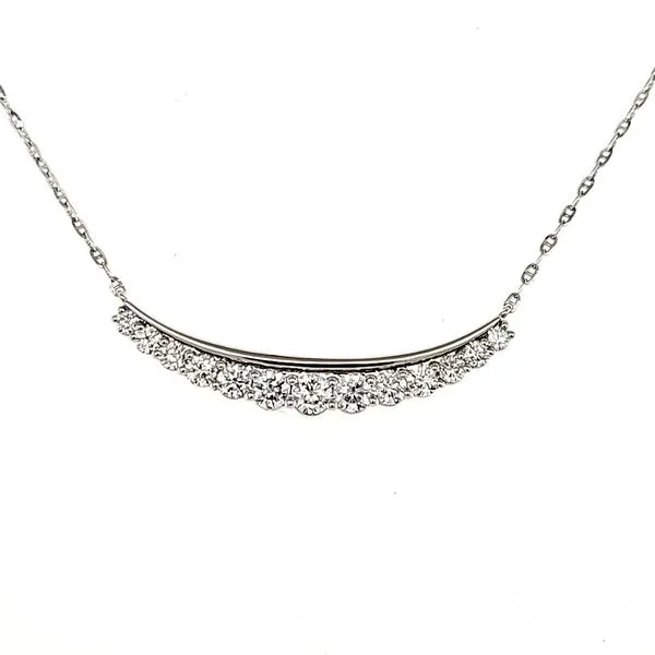 14K White Gold Diamond Curve Necklace Length 18 Inches Quality Gem LLC Bethel, CT