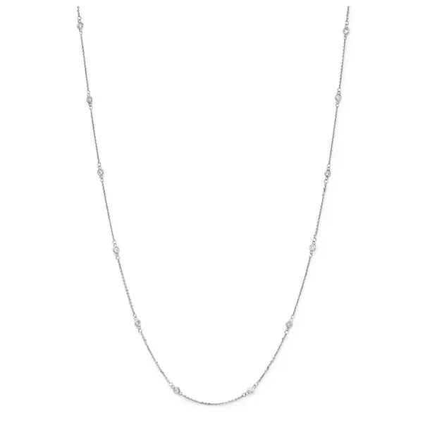 14K White Gold Diamond Station Necklace .30ct Length 18 Inches Quality Gem LLC Bethel, CT
