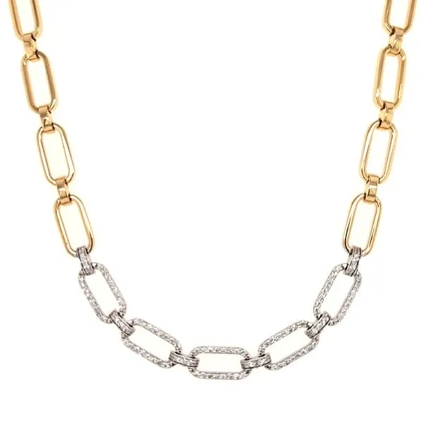 14K Two Tone Octo Link Diamond Necklace Length 17 Inches Quality Gem LLC Bethel, CT