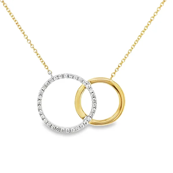 14K Two Tone Interlocking Circles Diamond Necklace Length 18 Inches Quality Gem LLC Bethel, CT