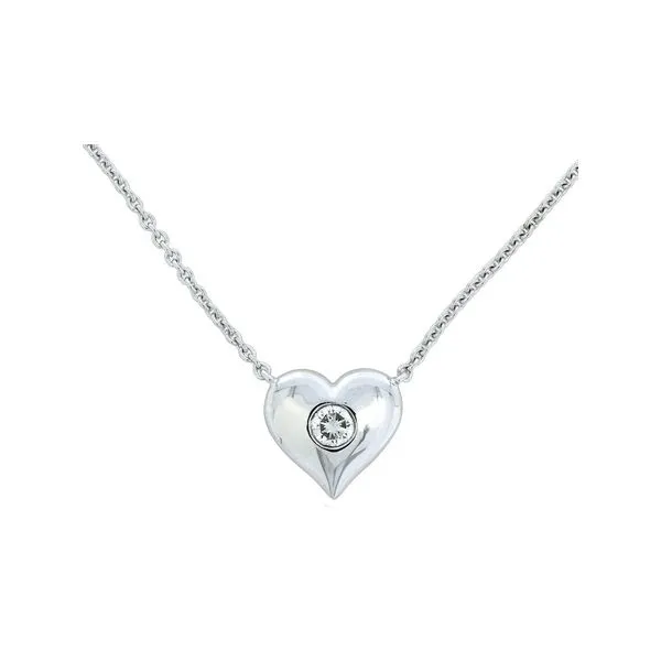 14K White Gold Diamond Heart Necklace Length 18 Inches Quality Gem LLC Bethel, CT