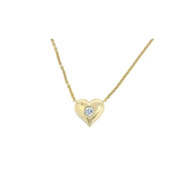 14K Yellow Gold Diamond Heart Necklace Length 18 Inches Quality Gem LLC Bethel, CT