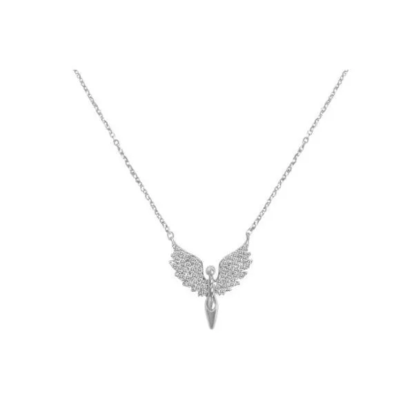 14K WHite Gold Diamond Angel Necklace Length 18 Inches Quality Gem LLC Bethel, CT