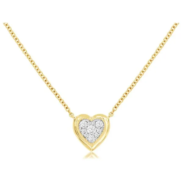 14K Yellow Gold Diamond Heart Necklace Length 18 Inches Quality Gem LLC Bethel, CT