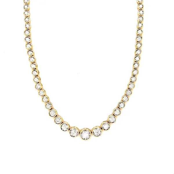 14K Yellow Gold Illusion Set Bezel Diamond Riviera Necklace Length 16.5 Inches Image 2 Quality Gem LLC Bethel, CT
