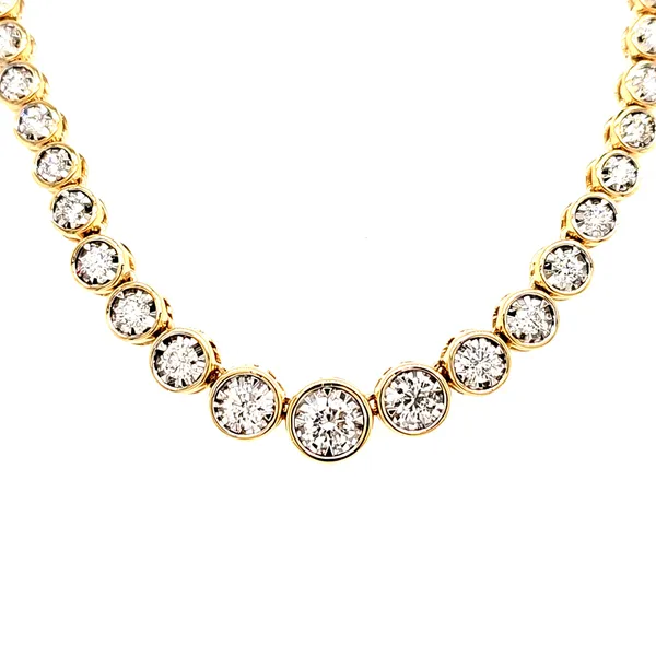 14K Yellow Gold Illusion Set Bezel Diamond Riviera Necklace Length 16.5 Inches Quality Gem LLC Bethel, CT