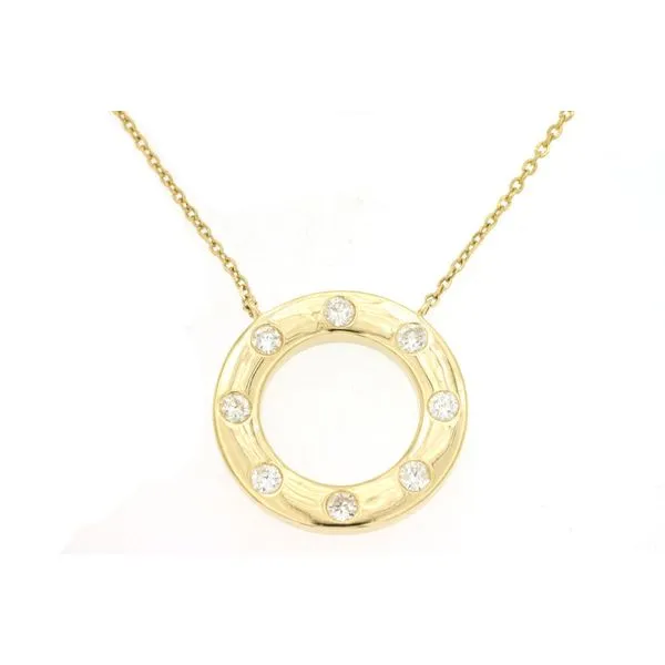 14K Yellow Gold Diamond Circle Necklace Length 18 Inches Quality Gem LLC Bethel, CT