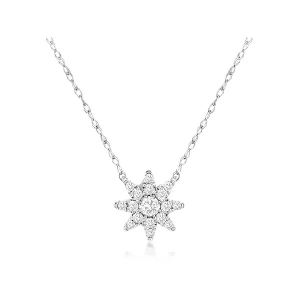 14K White Gold Diamond Burst Pendant Length 18 Inches Quality Gem LLC Bethel, CT