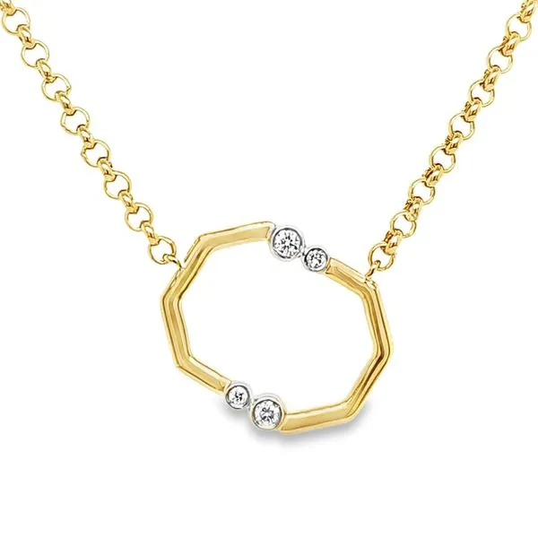 14K Two Tone Geometric With Rolo Station Diamond Necklace Length 18 Inches Image 2 Quality Gem LLC Bethel, CT
