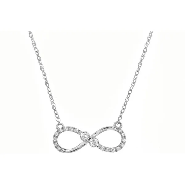 14K White Gold Diamond Infinity Necklace Length 18 Inches Quality Gem LLC Bethel, CT