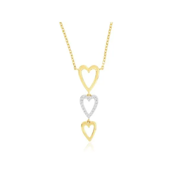 14K Yellow Gold Triple Heart Necklace Length 18 Inches Quality Gem LLC Bethel, CT