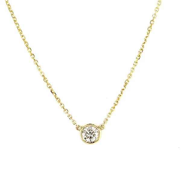14K Yellow Gold Solitaire 0.25 Carat Diamond Bezel Necklace Image 2 Quality Gem LLC Bethel, CT