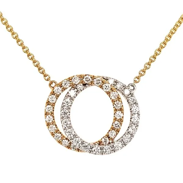 14K Two Tone Diamond Interlocking Circles Necklace Length 18 Inches Quality Gem LLC Bethel, CT