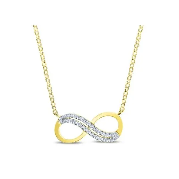 14K Yellow Gold Diamond Infinity Necklace Length 18 Inches Quality Gem LLC Bethel, CT