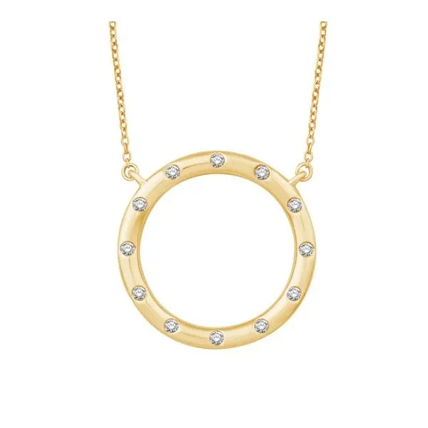 14K Yellow Gold Diamond Circle Pendant Length 18 Inches Quality Gem LLC Bethel, CT