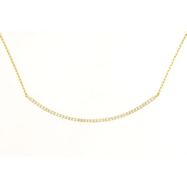 14K Yellow Gold Diamond Curve Necklace Length 18 Inches Quality Gem LLC Bethel, CT
