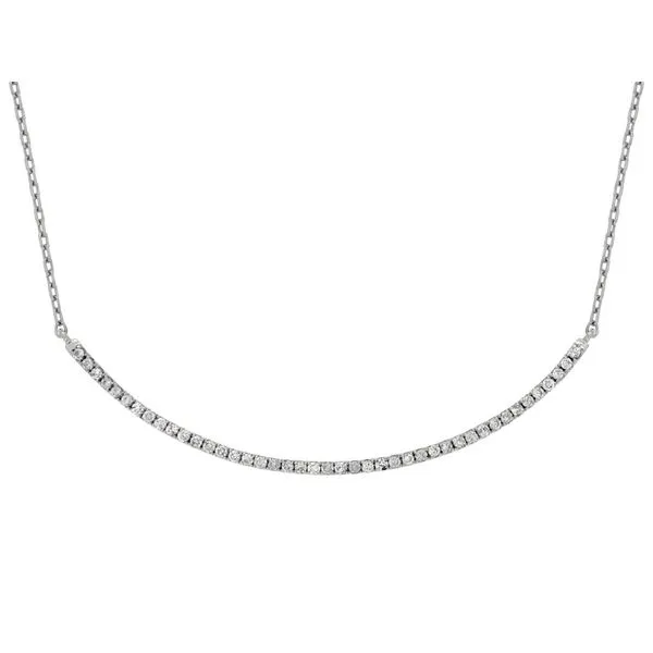 14K White Gold Diamond Curve Necklace Length 18 Inches Quality Gem LLC Bethel, CT