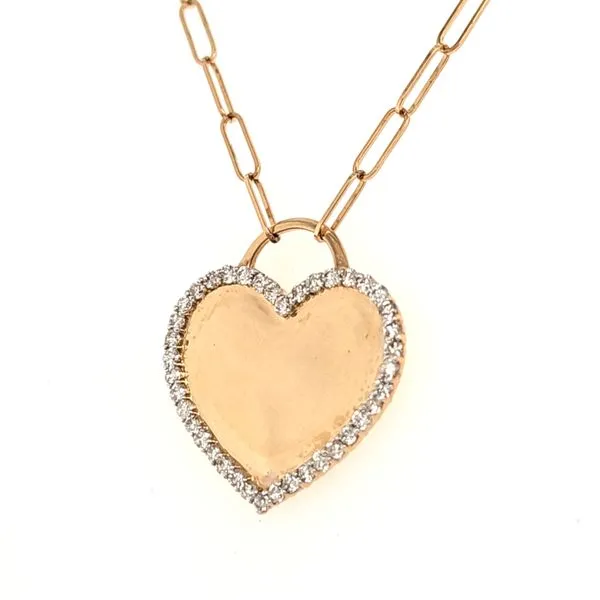 14K Yellow Gold Diamond Heart Paperclip Necklace Length 18 Inches Quality Gem LLC Bethel, CT