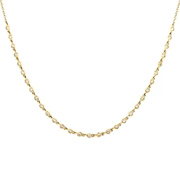 14K Yellow Gold Diamond Bezel Half Riviera Necklace Length 18 Inches Quality Gem LLC Bethel, CT