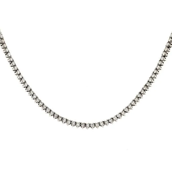 14K White Gold 3 Prong Same Size Diamond Tennis Necklace Length 17 Inches Quality Gem LLC Bethel, CT