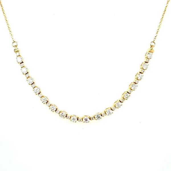 14K Yellow Gold Flexible Curve Diamond Necklace Length 18 Inches Quality Gem LLC Bethel, CT