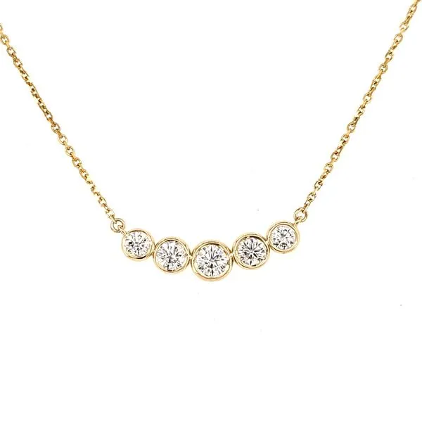 14K Yellow Gold Graduated Diamond Bezel Necklace Length 18 Inches Quality Gem LLC Bethel, CT